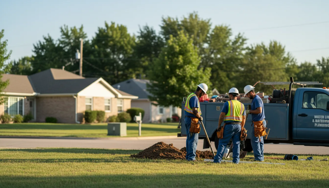 Residential water line and bathroom plumbing service in Dows, IA